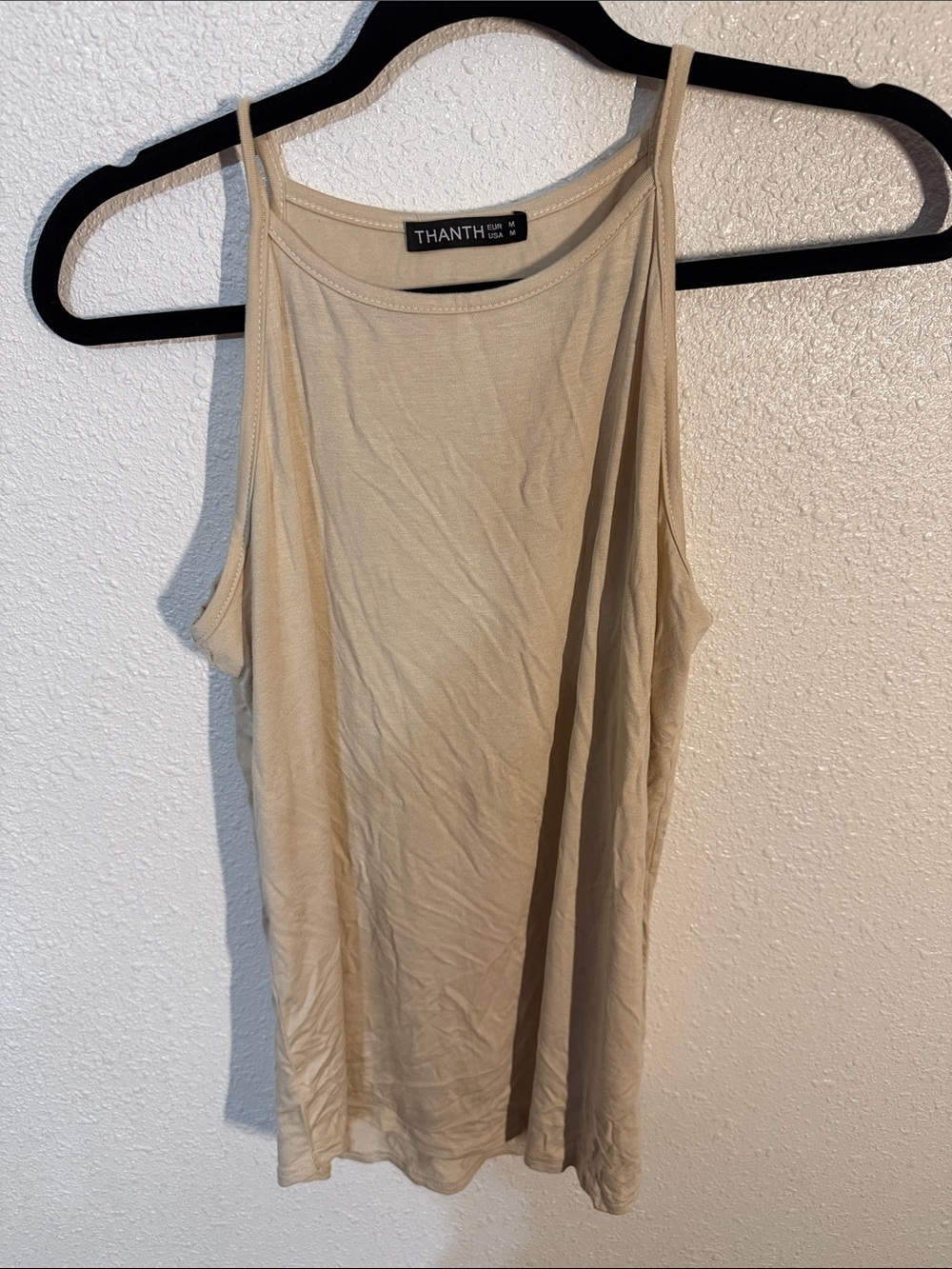 THANTH Neutral Beige Slim Strap Tank Top